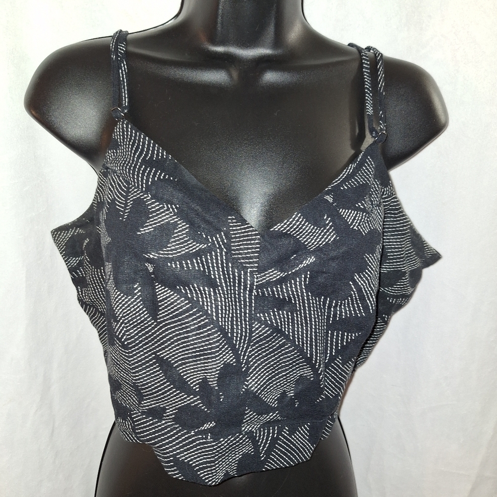 Black and White Floral Halter Top